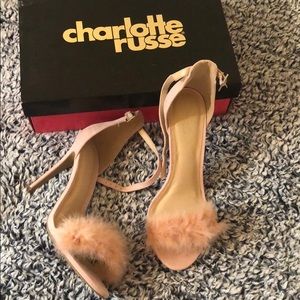 Suede Nude Fluff detail heel. NWT.